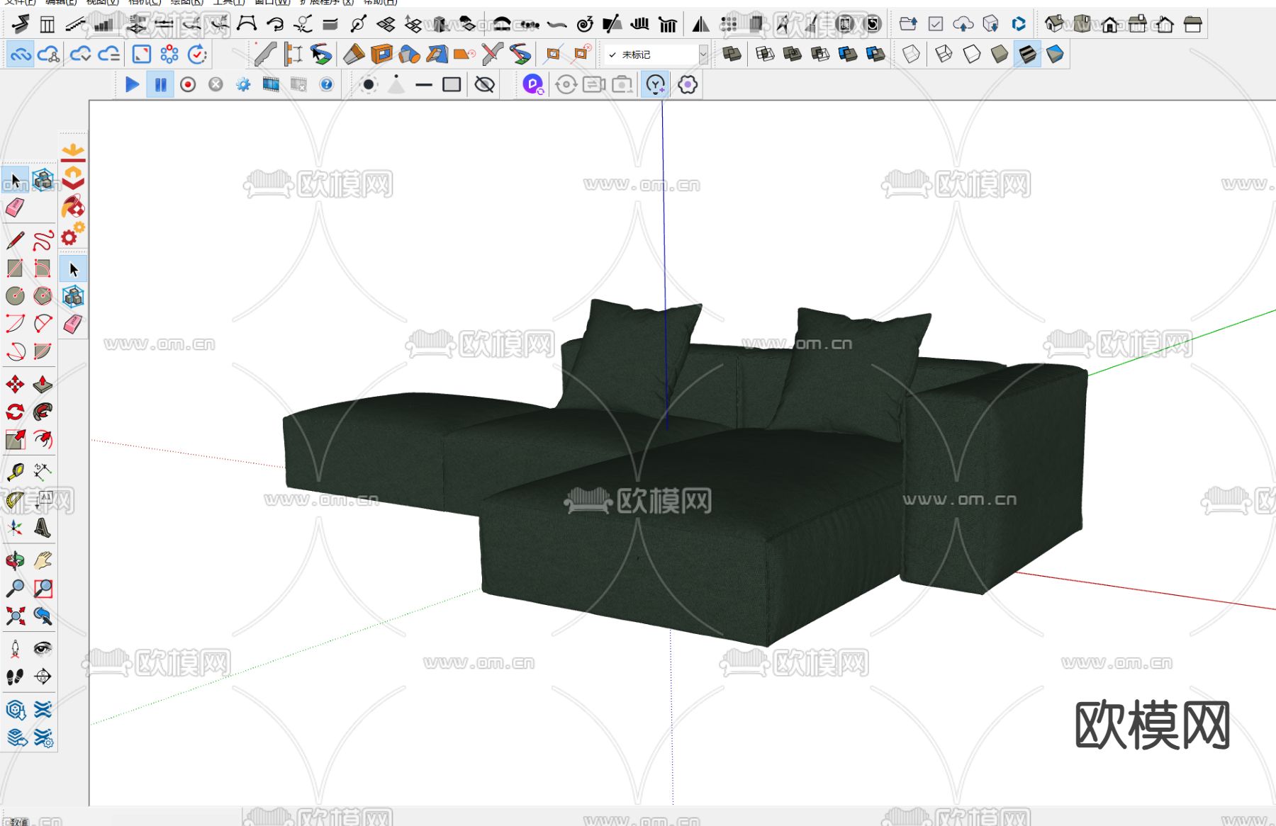 现代多人沙发su模型下载（渲染图1）