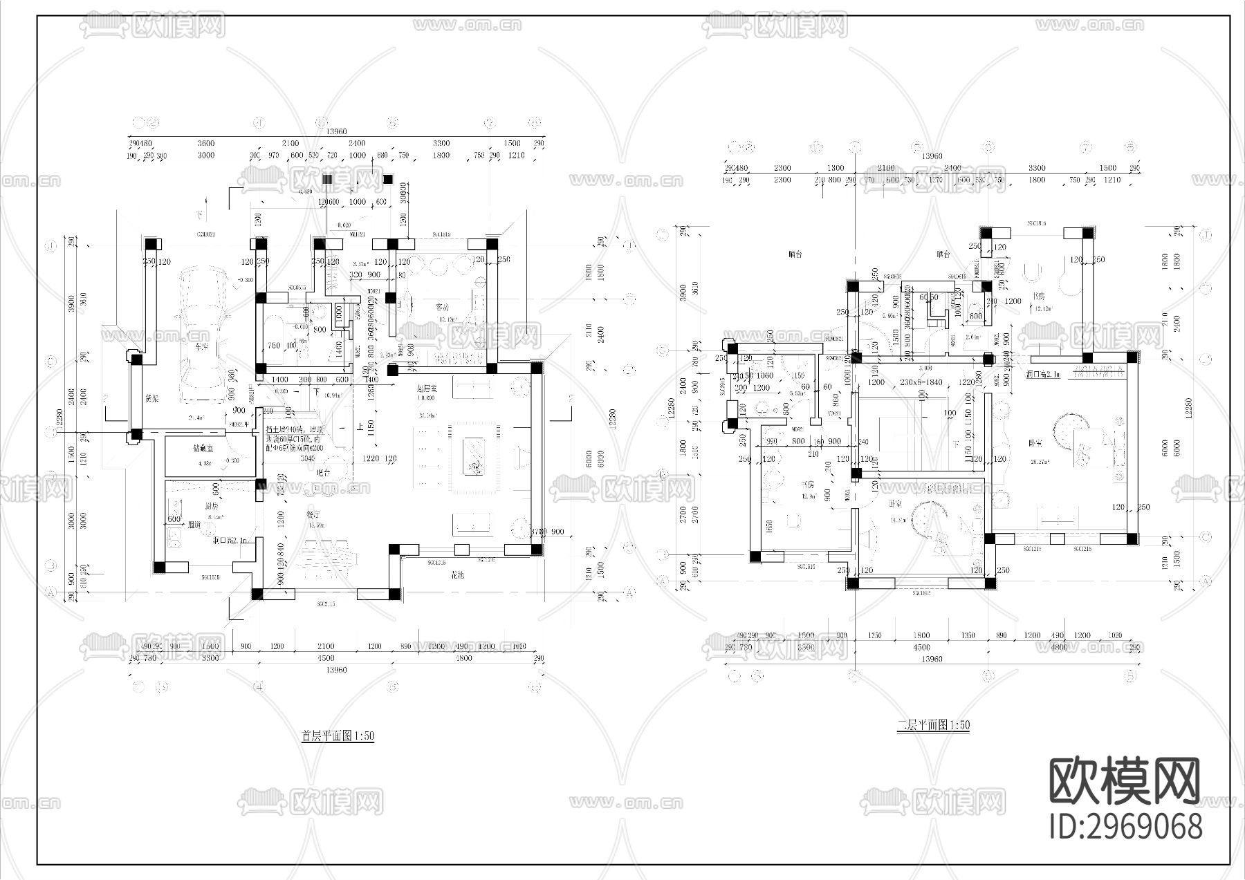 欧式别墅建筑cad施工图下载（渲染图2）