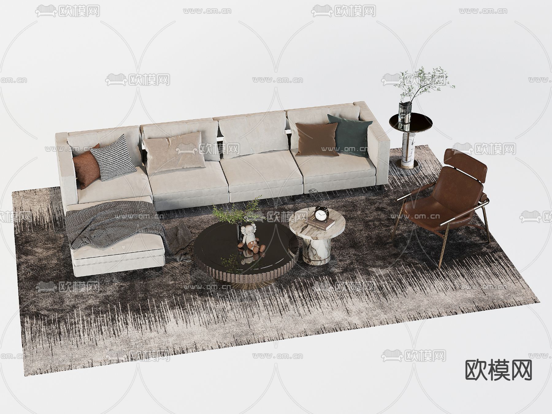 现代组合沙发3d模型下载