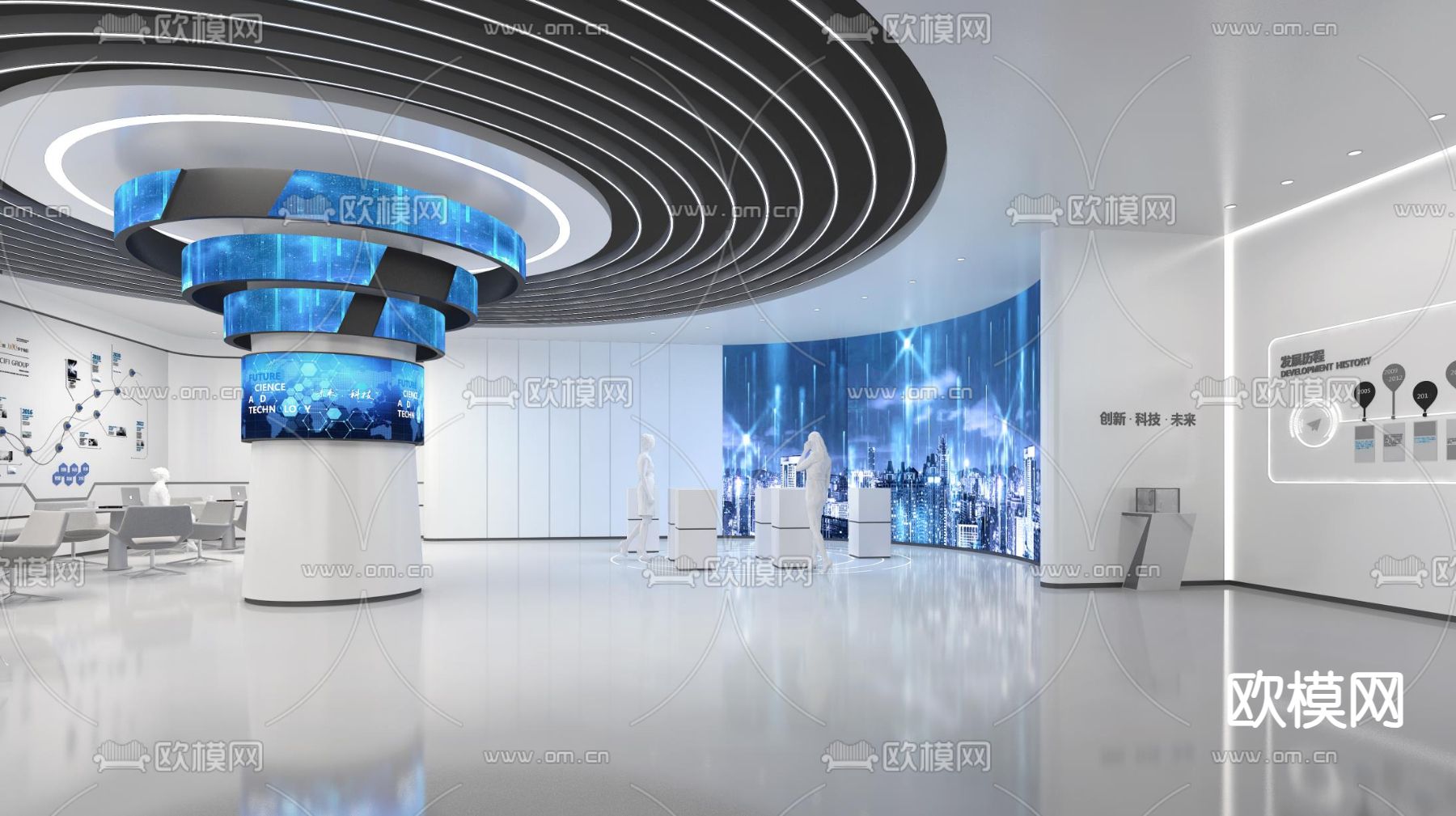 科技艺术展厅su模型下载（渲染图1）