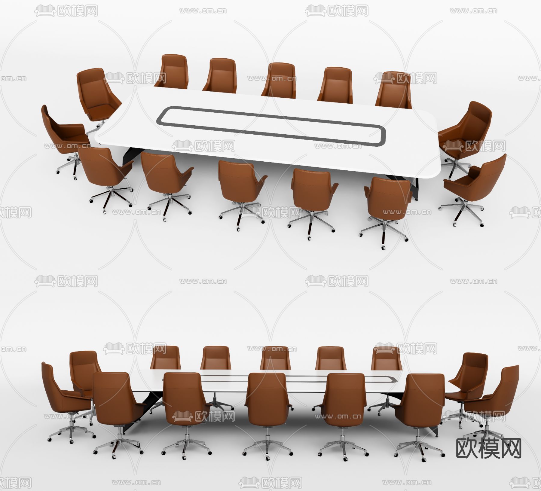 现代会议桌 会议台3d模型下载
