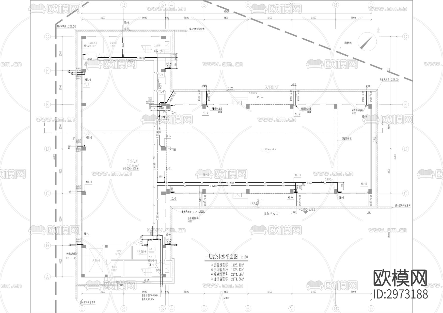 供电公司物资库房cad施工图下载（渲染图6）