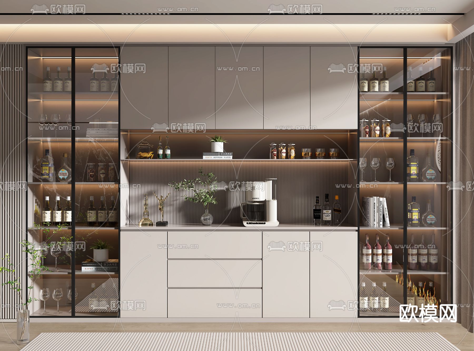 现代酒柜 餐边柜3d模型下载
