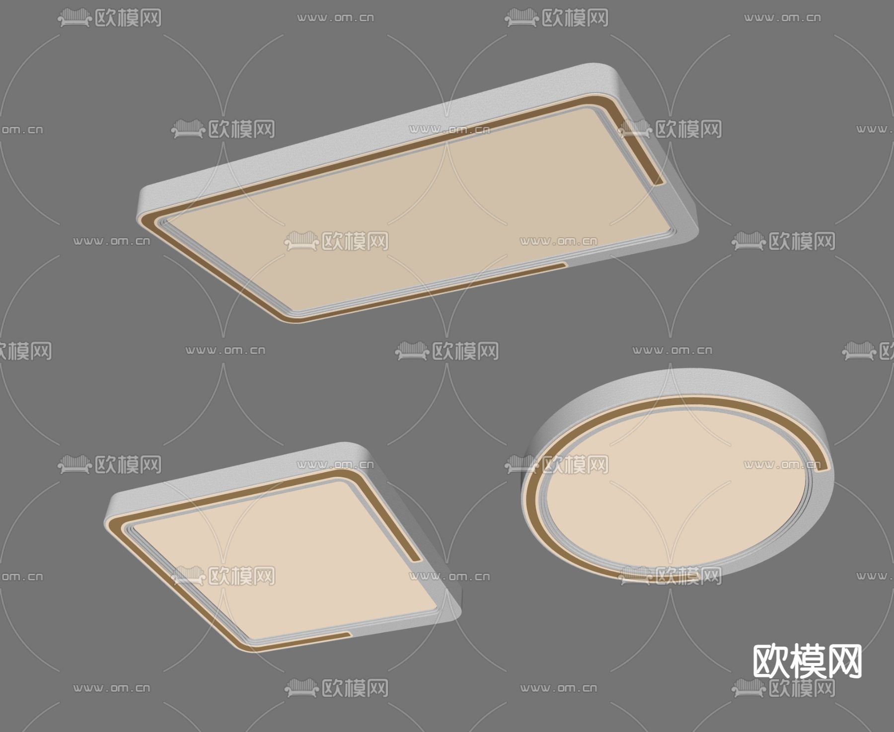 奶油风吸顶灯su模型下载（渲染图1）