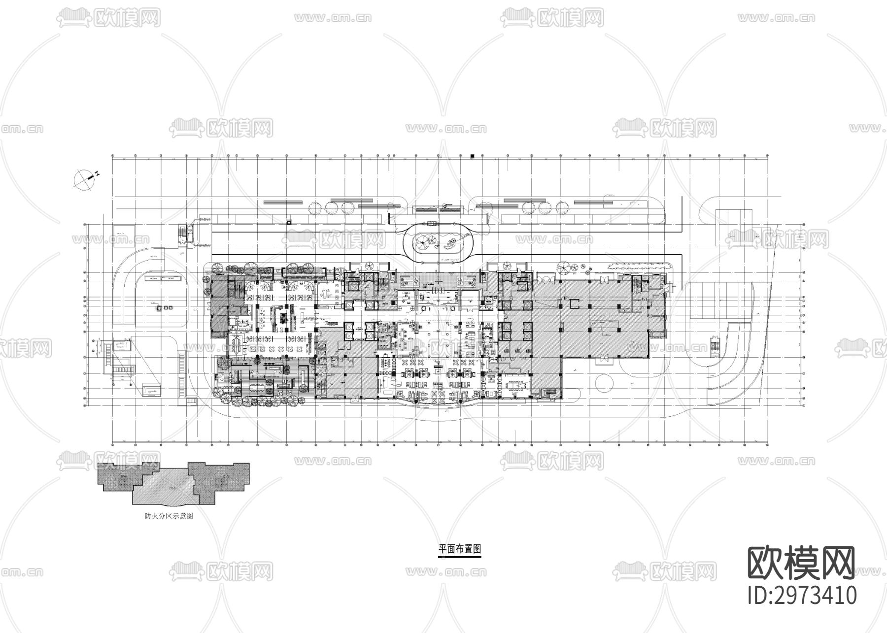 多功能高端酒店cad平面图下载（渲染图1）