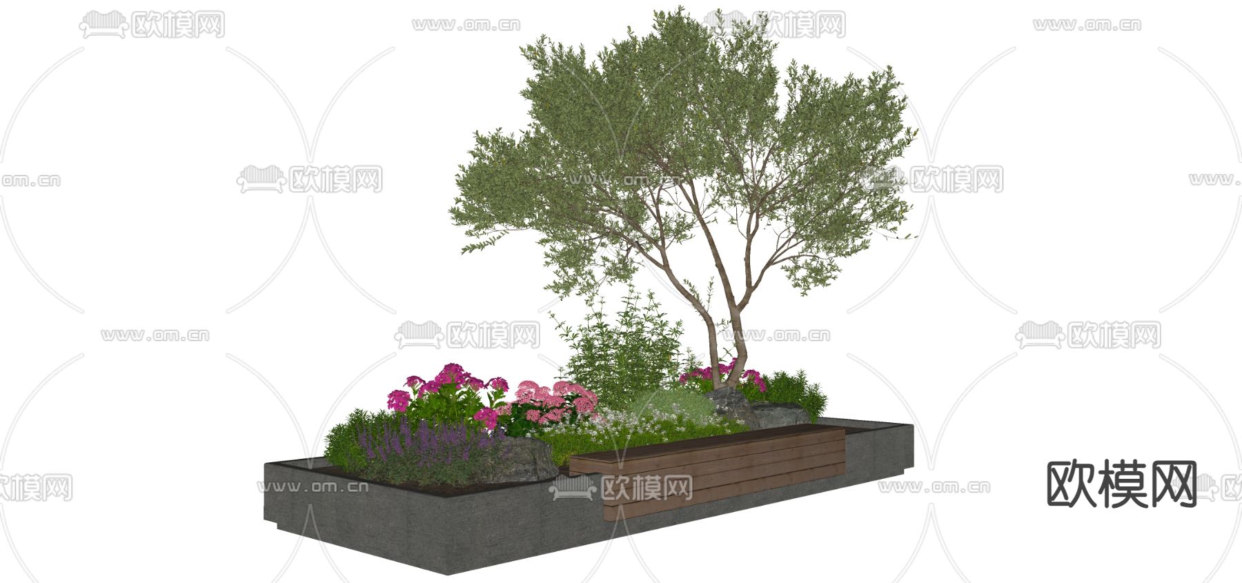 花池座凳 树池座椅 公共座椅su模型下载（渲染图2）