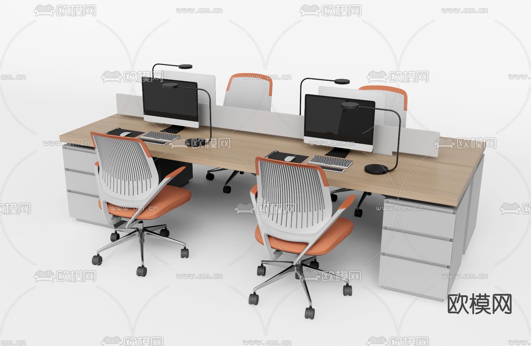 卡位办公桌 工位 岗位3d模型下载