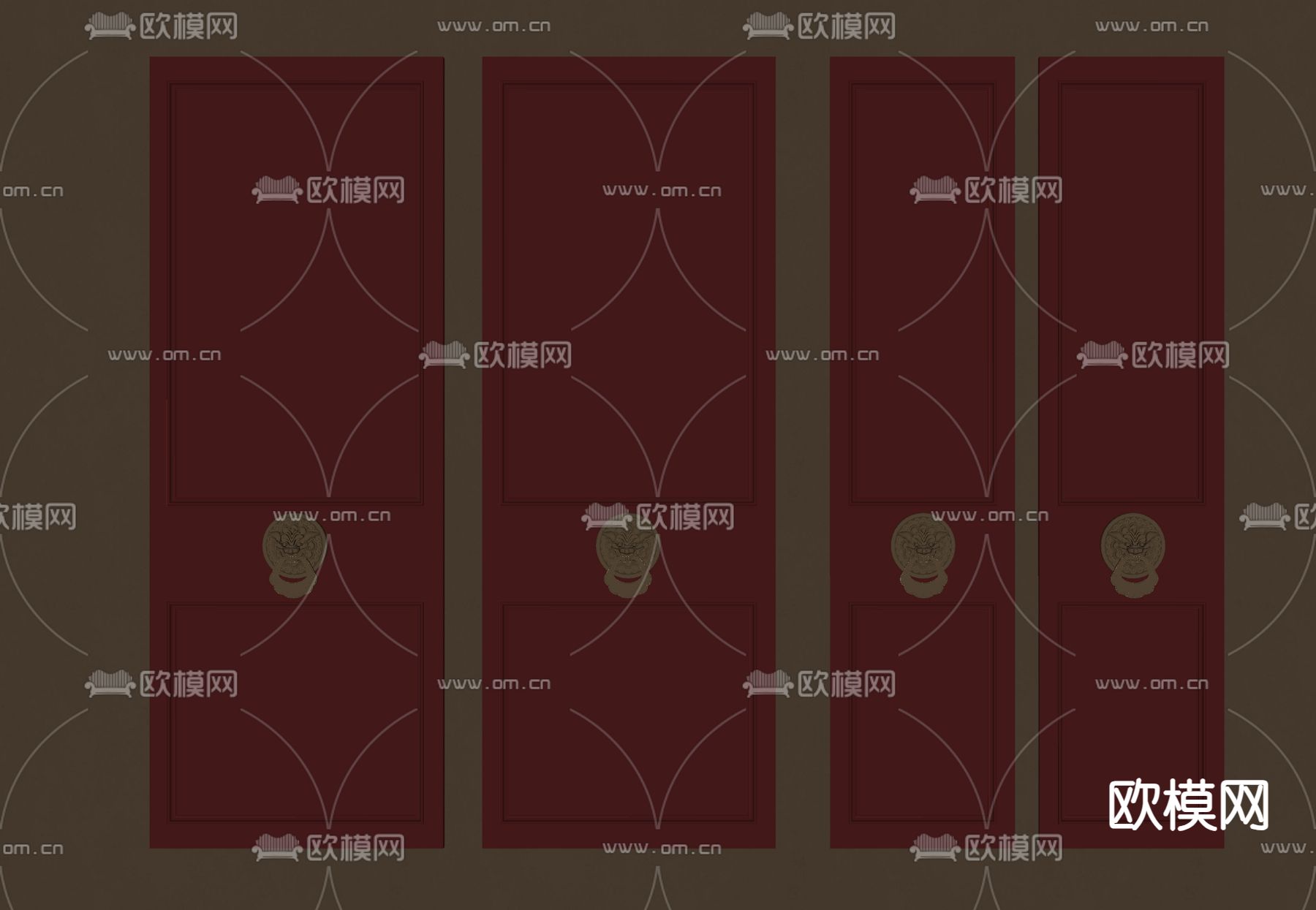 新中式护墙板su模型下载（渲染图1）