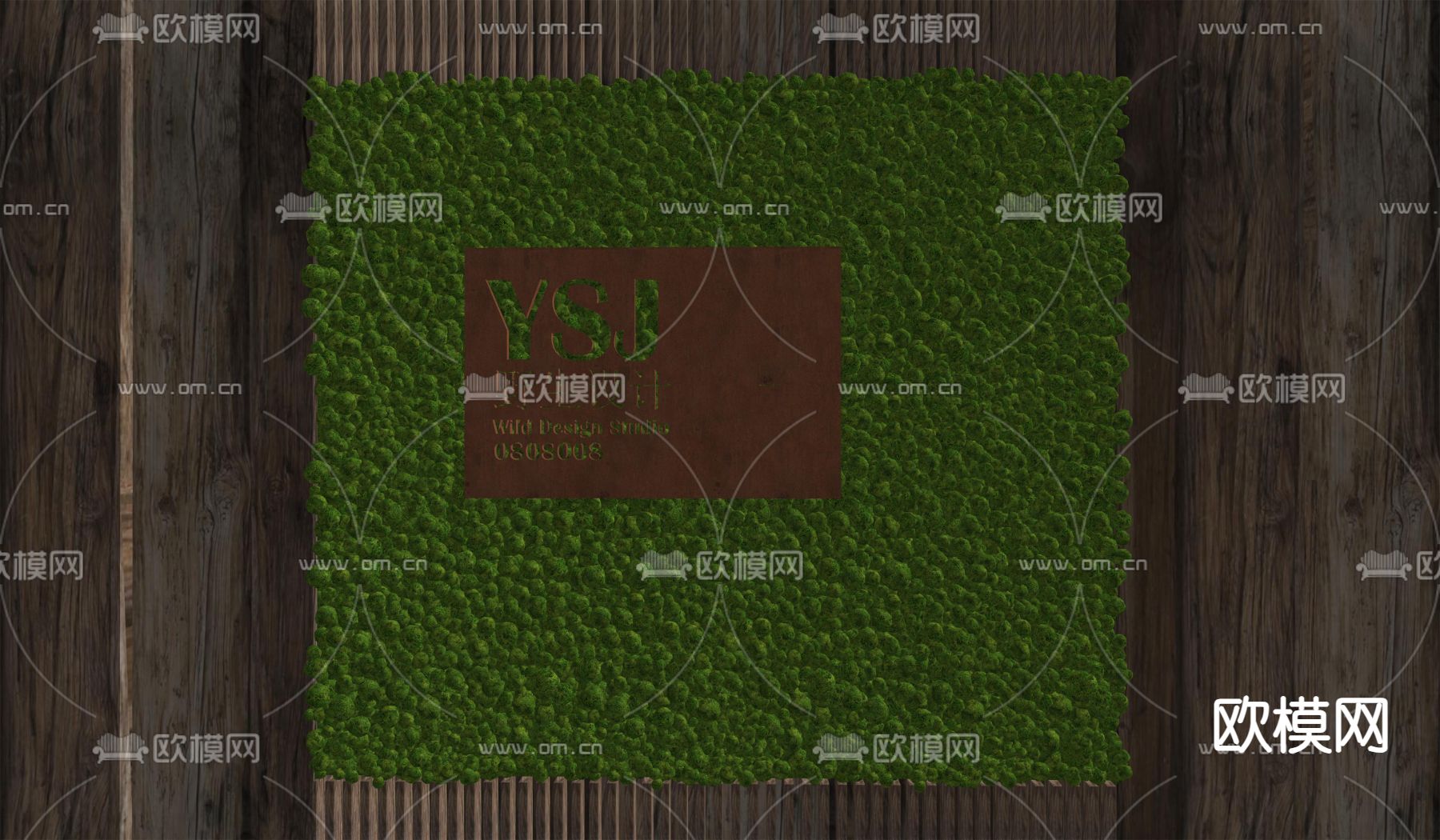 青苔绿植墙 植物墙 logo墙su模型下载（渲染图2）