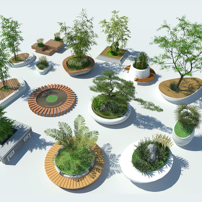  景观树池 树池景观su模型 