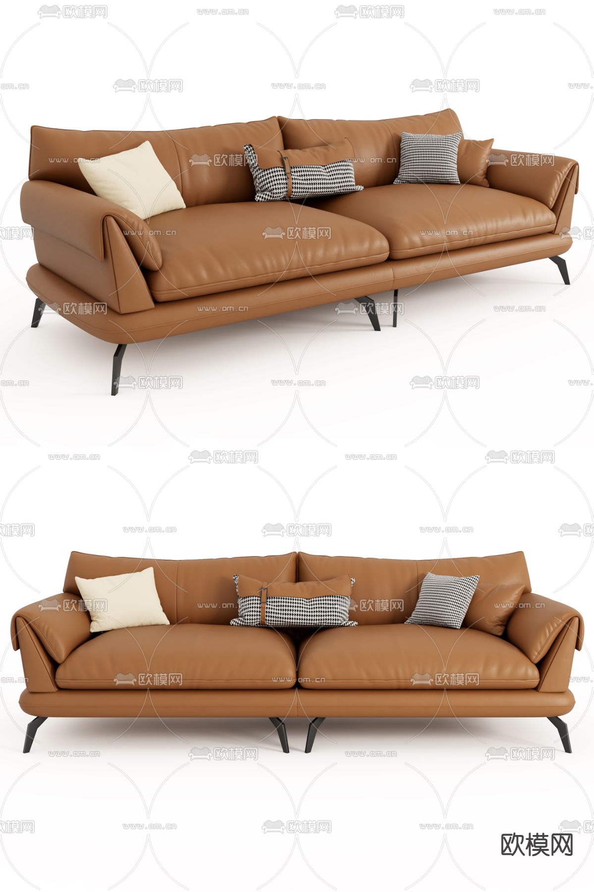皮质沙发 双人沙发su模型下载（渲染图1）
