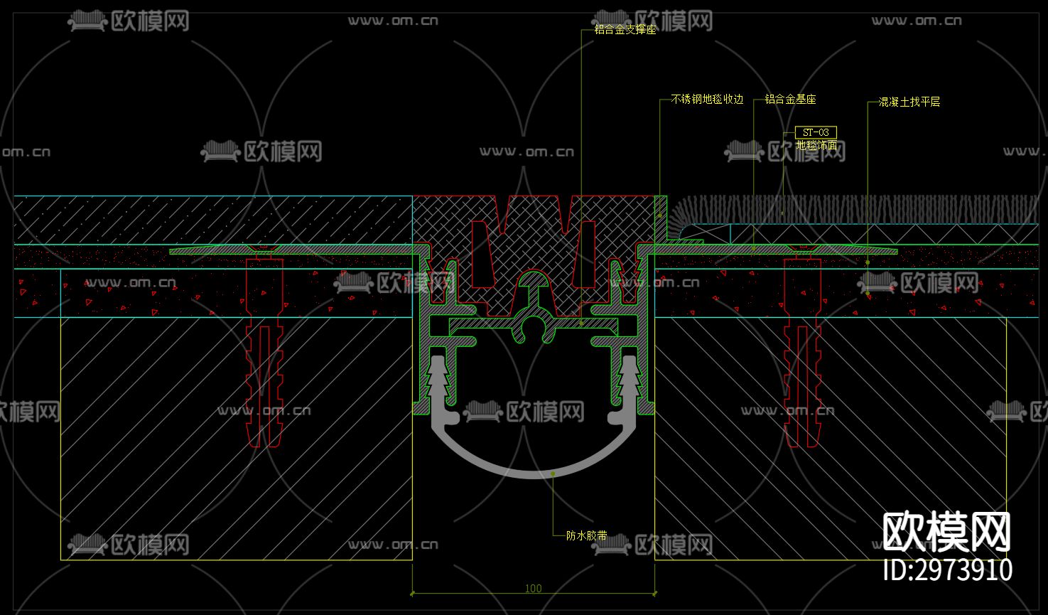 沉降缝cad大样图下载（渲染图1）