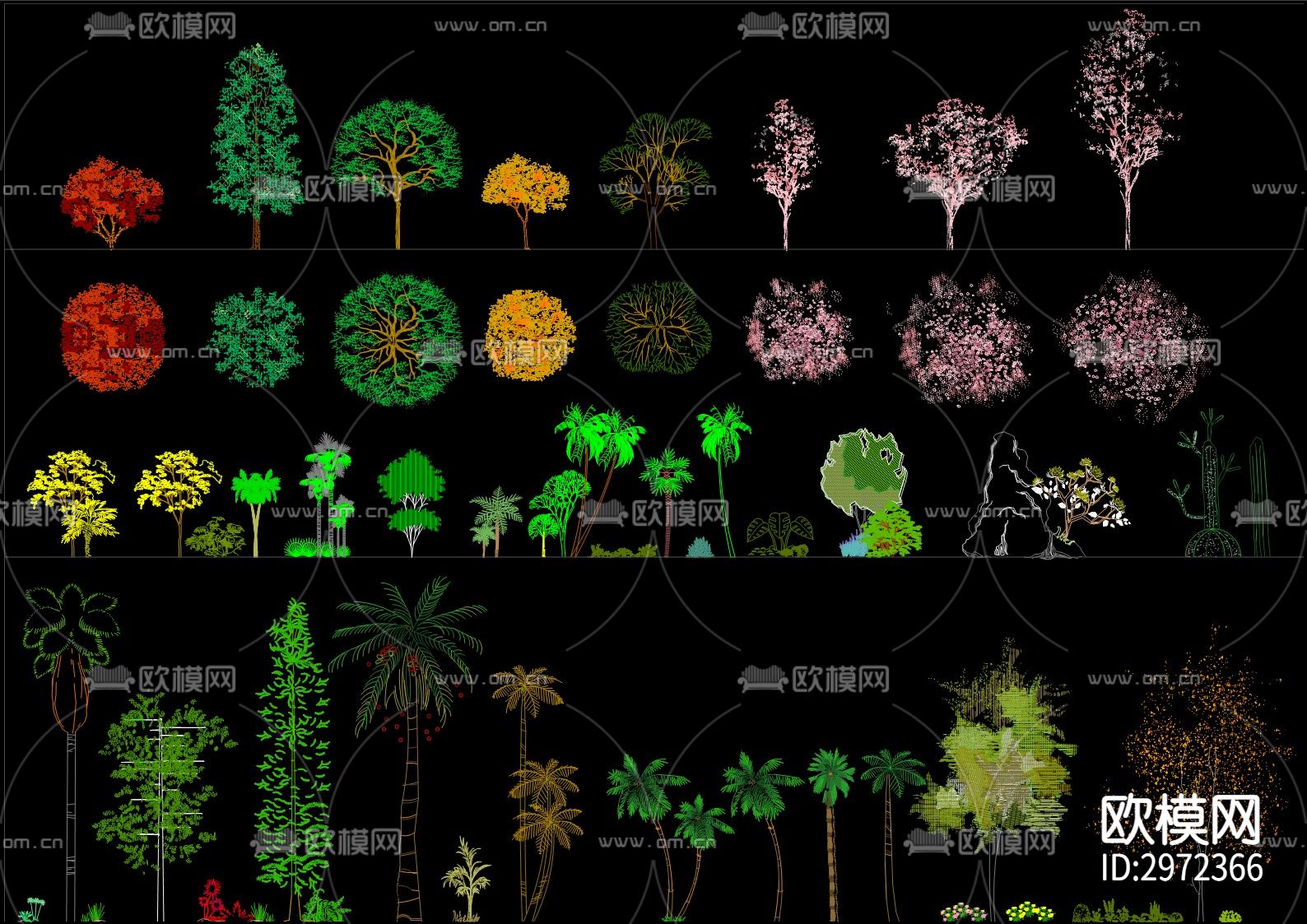 绿植图块cad图库下载