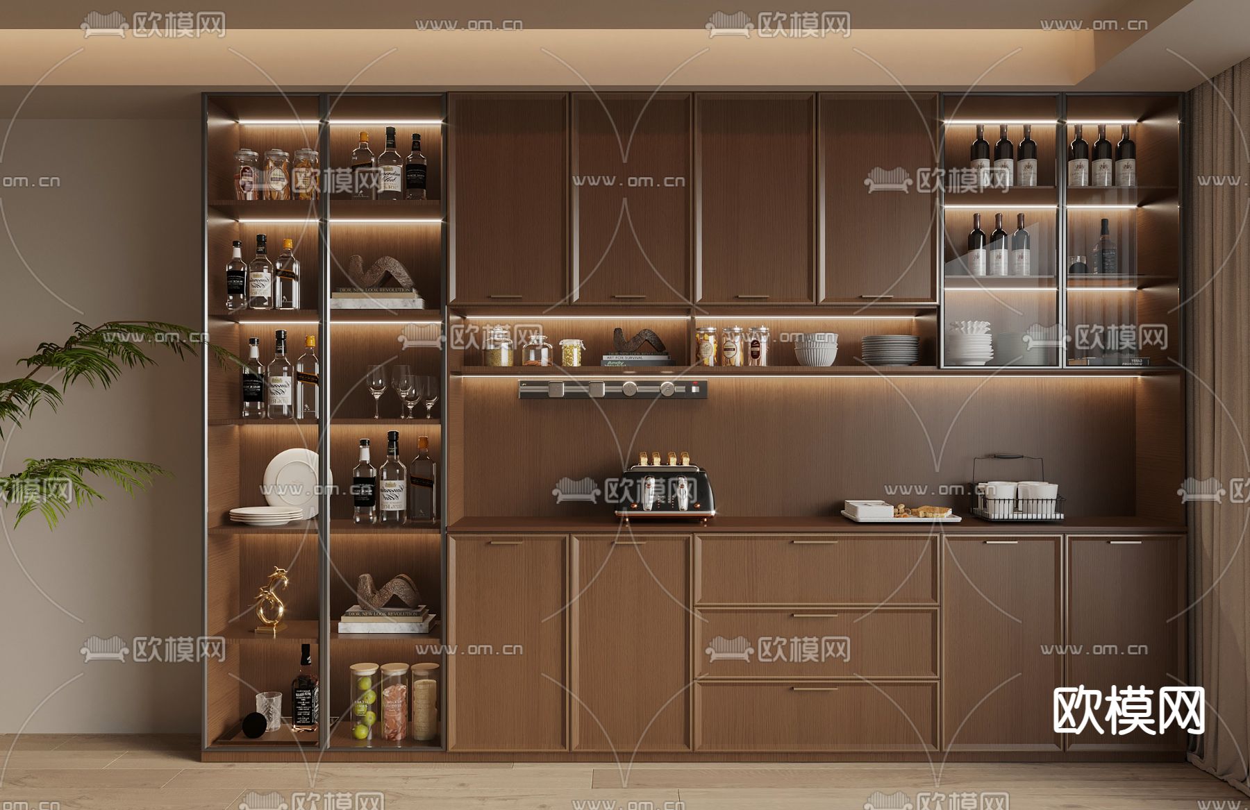 中古风酒柜 餐边柜3d模型下载