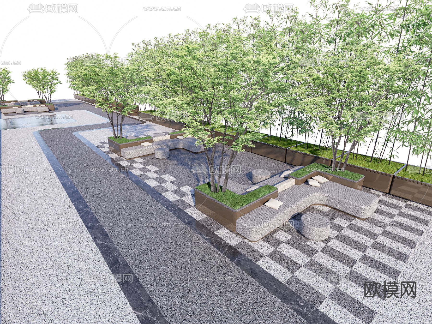 沙发卡座 移动花箱su模型