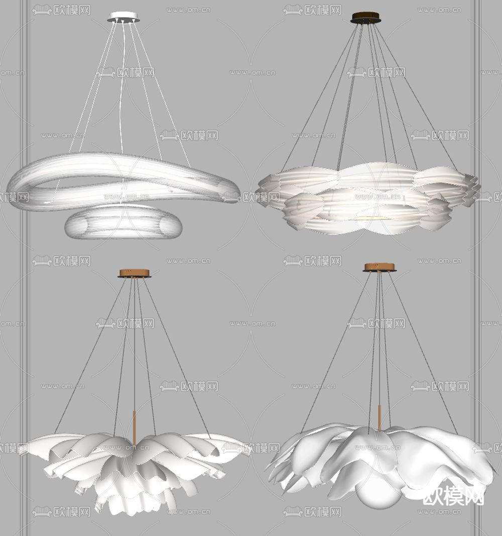 奶油风吊灯su模型下载（渲染图1）