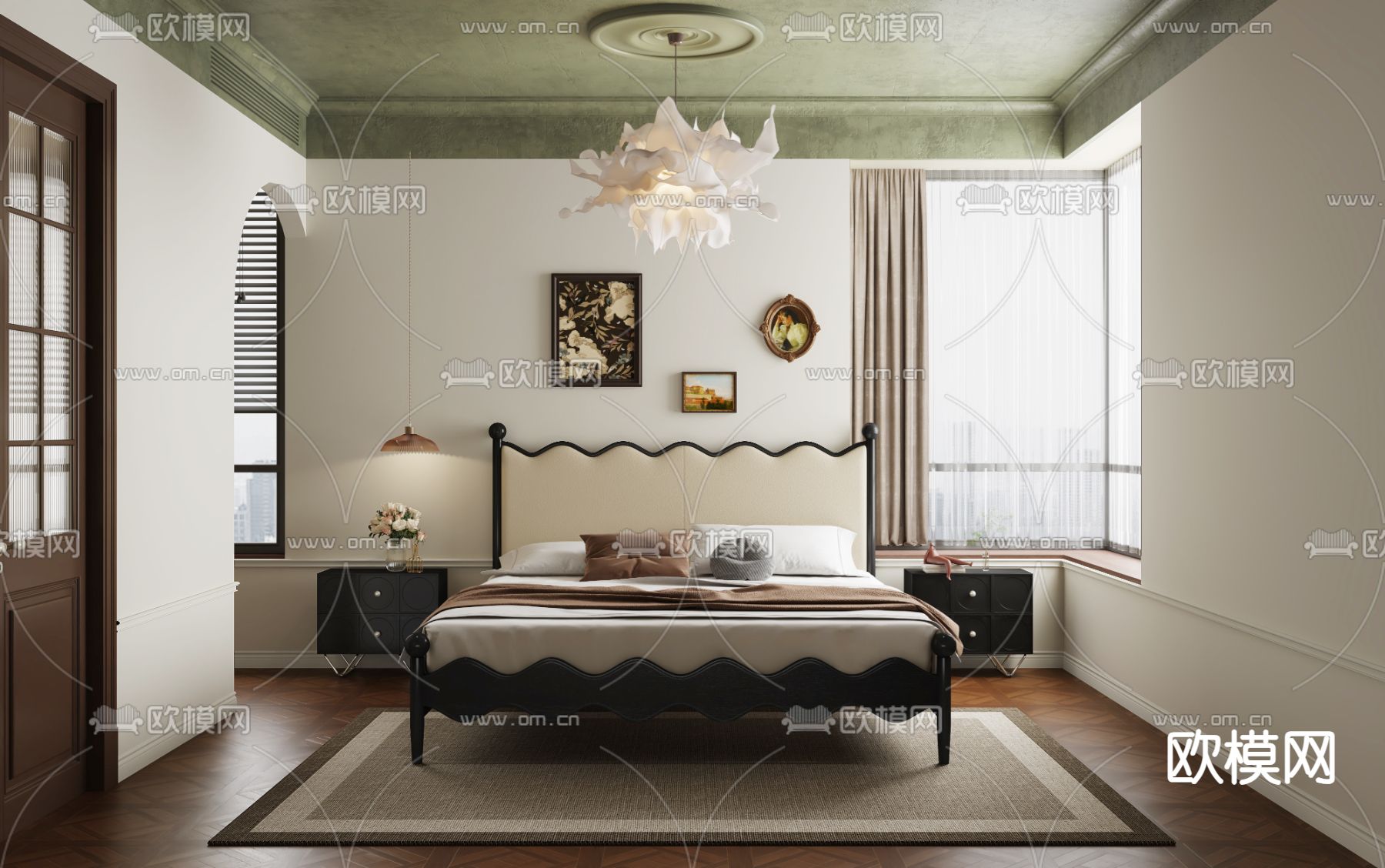 法式卧室 主人房3d模型下载（渲染图1）