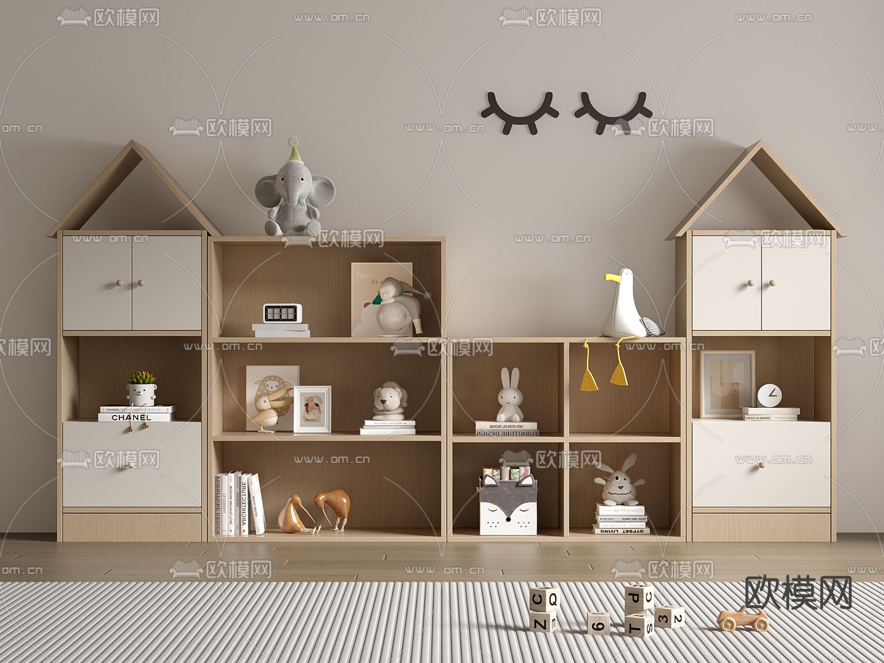 儿童玩具柜 收纳柜3d模型下载