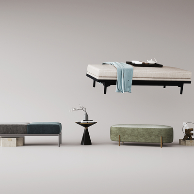  脚踏 沙发凳 长凳su模型 