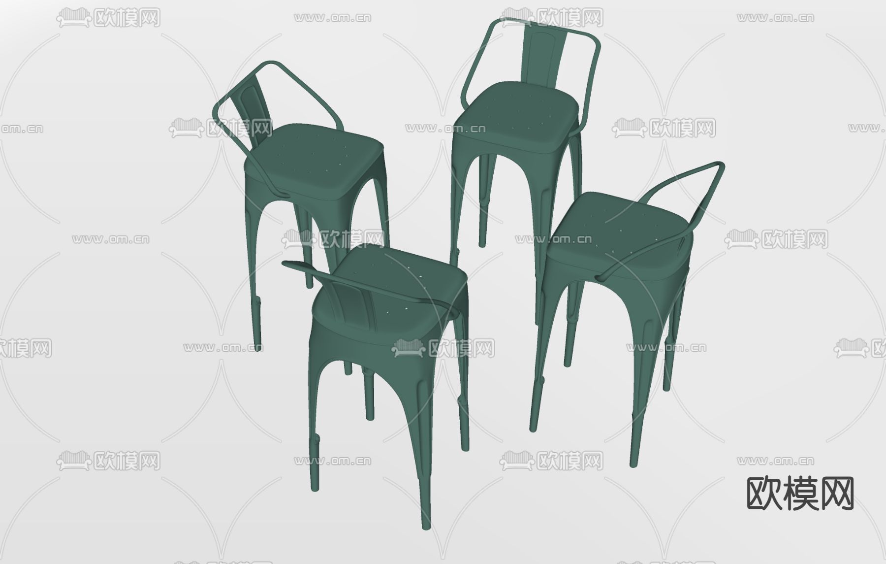 工业风吧椅 吧凳 高脚凳su模型下载（渲染图2）