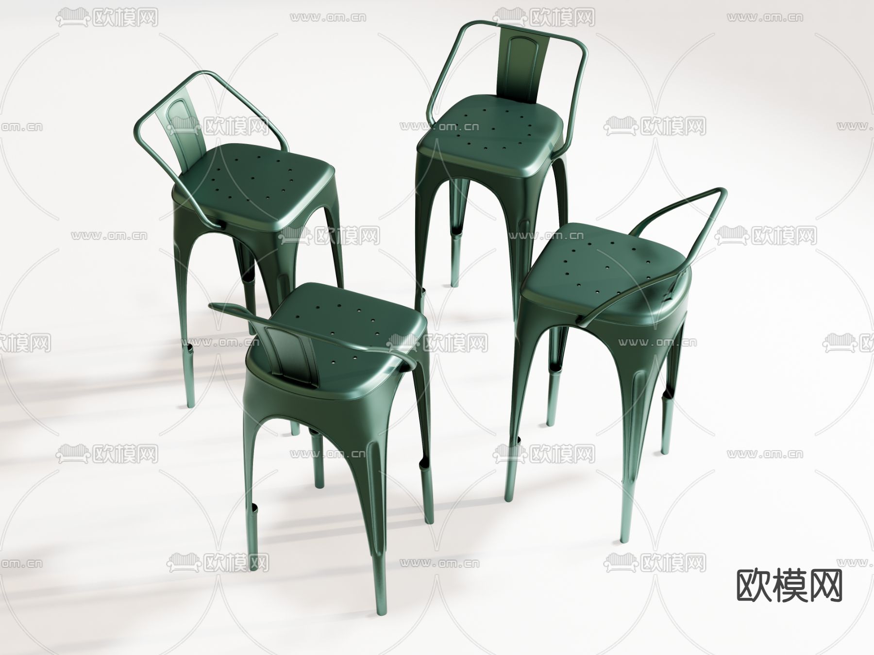 工业风吧椅 吧凳 高脚凳su模型下载（渲染图1）