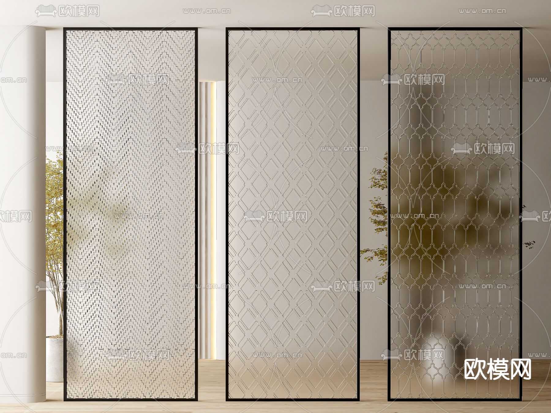 玻璃屏风 隔断3d模型下载