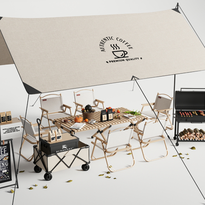  露营帐篷 户外桌椅 露营桌椅su模型 