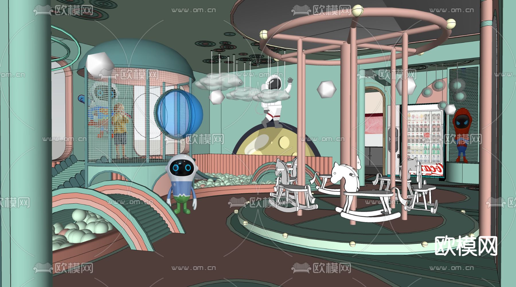 现代亲子游乐场 淘气堡su模型下载（渲染图2）