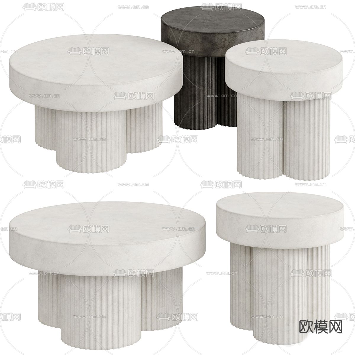 侘寂风圆茶几免费3d模型下载