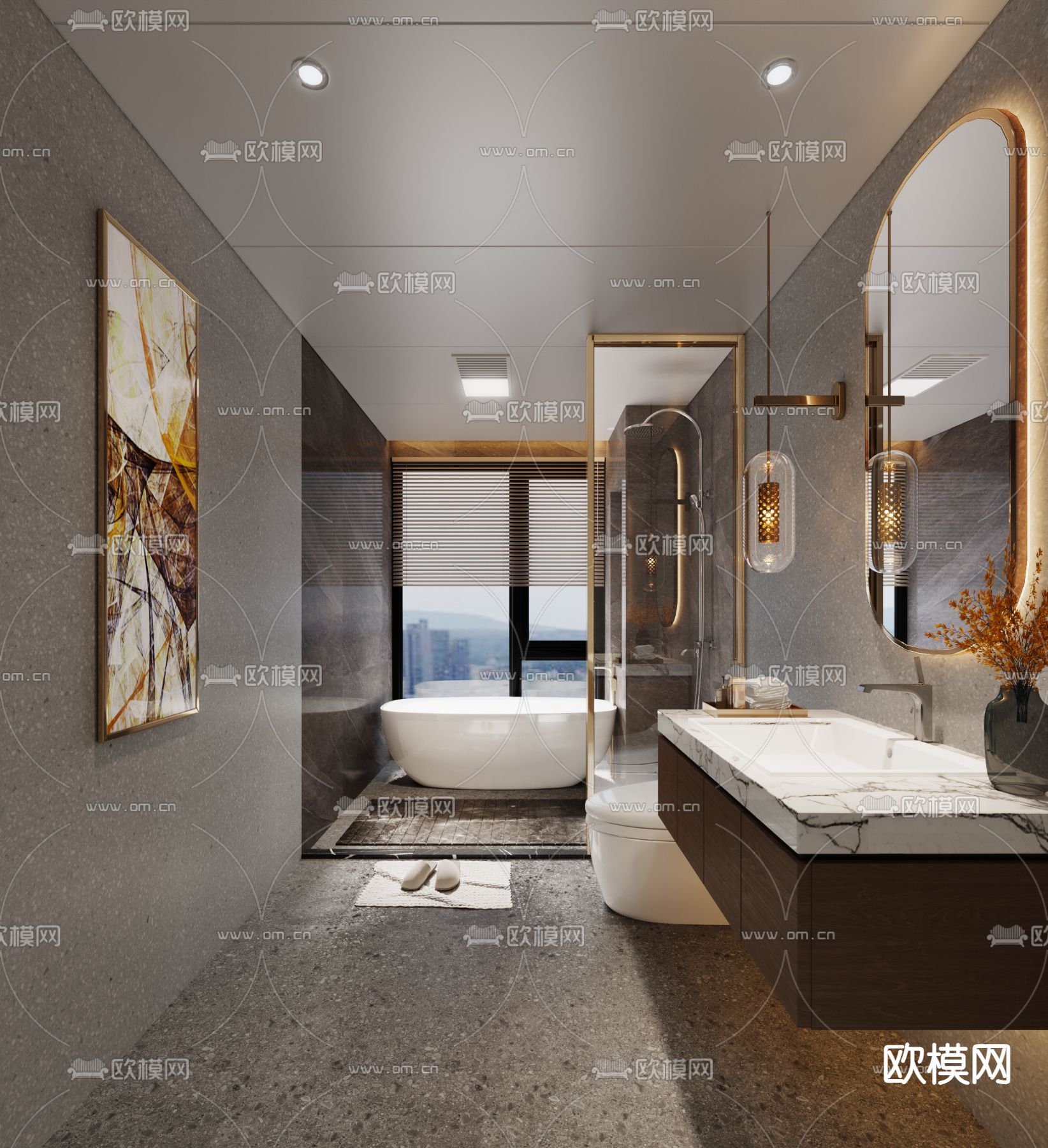 现代卫生间 浴室su模型下载（渲染图2）