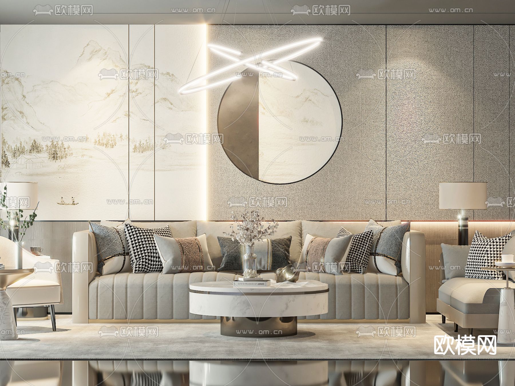 现代组合沙发3d模型下载