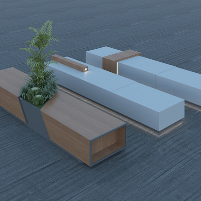  户外椅 景观座椅 坐凳 景观长凳su模型 