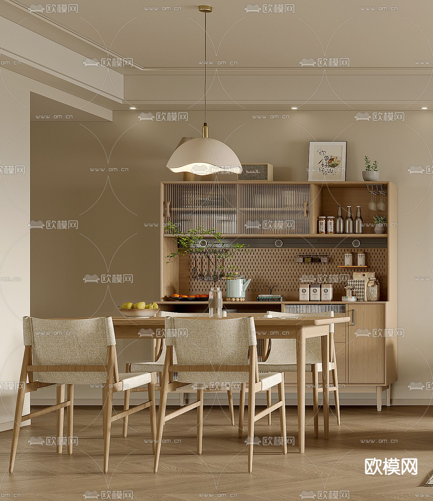 北欧客餐厅3d模型下载（渲染图2）