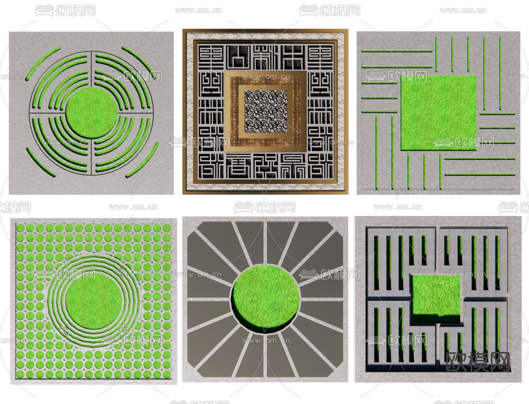 新中式树池 树篦子 种植池 花池3d模型下载