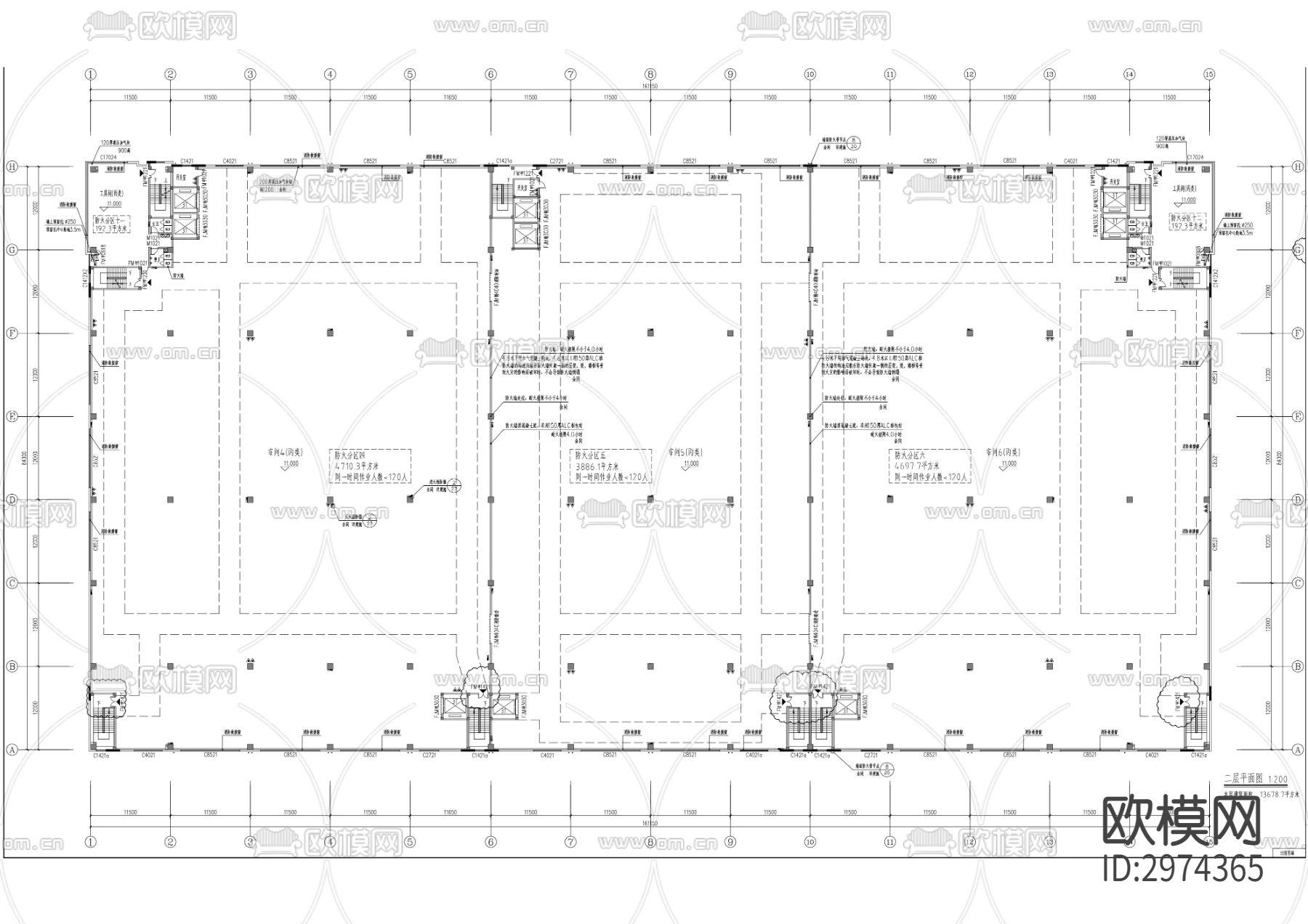 厂房cad平面图下载（渲染图2）