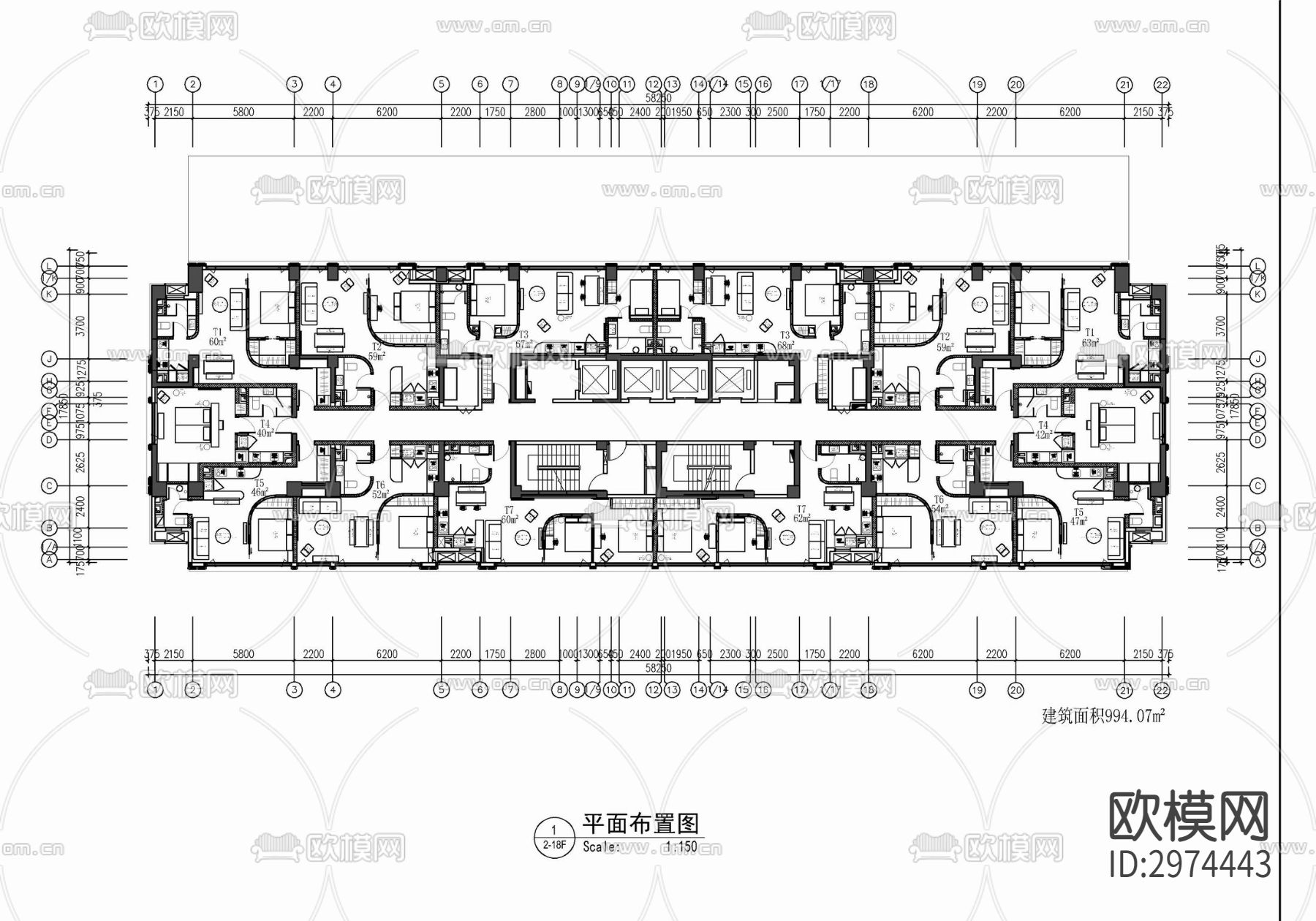 新富港中心公寓大堂 样板间cad平面图下载（渲染图4）