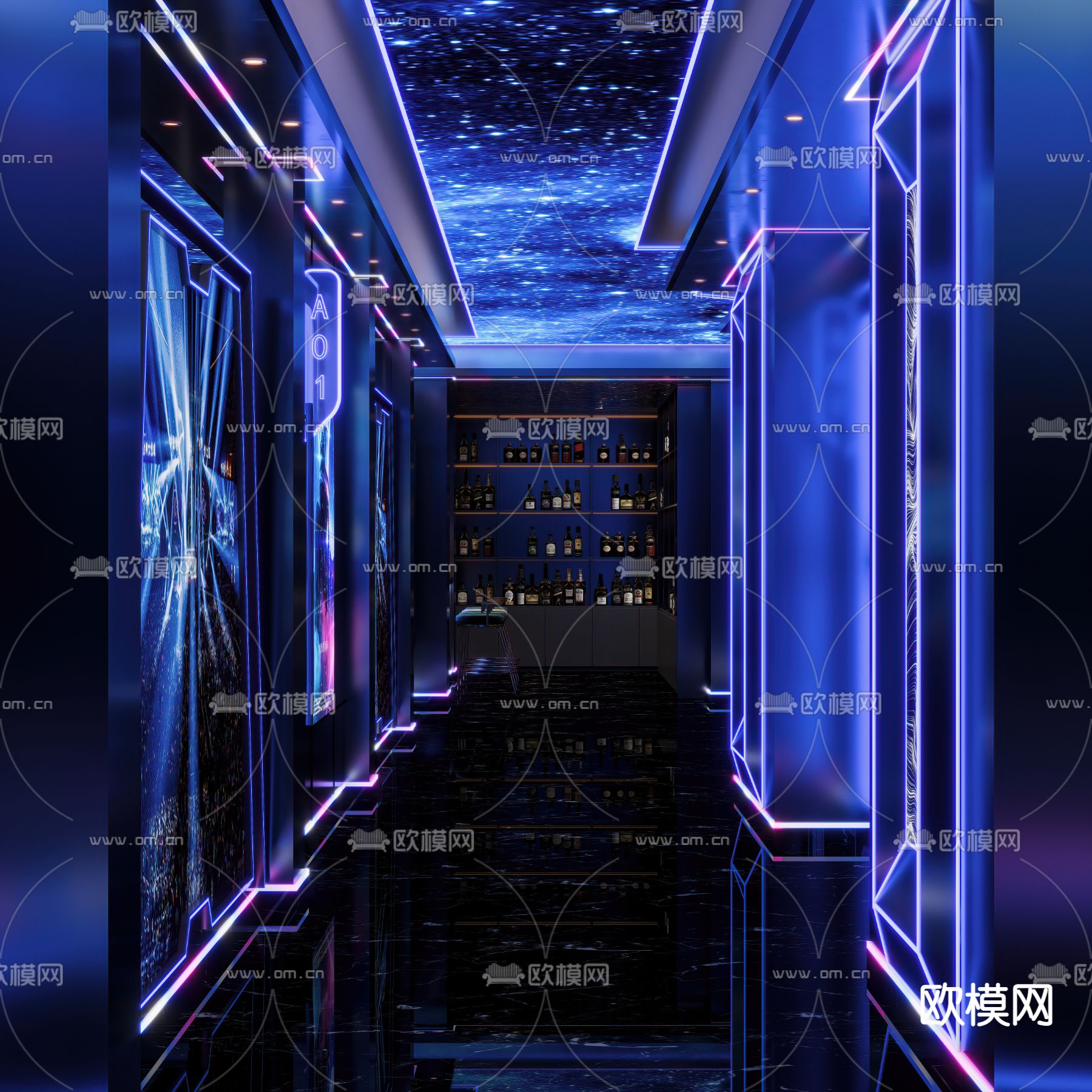 KTV走廊 过道3d模型下载（渲染图1）