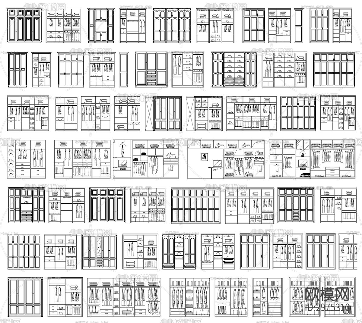 衣柜设计cad图库下载（渲染图4）