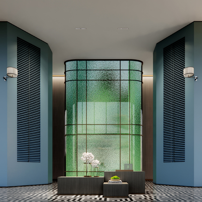  南洋风 酒店大堂su模型 