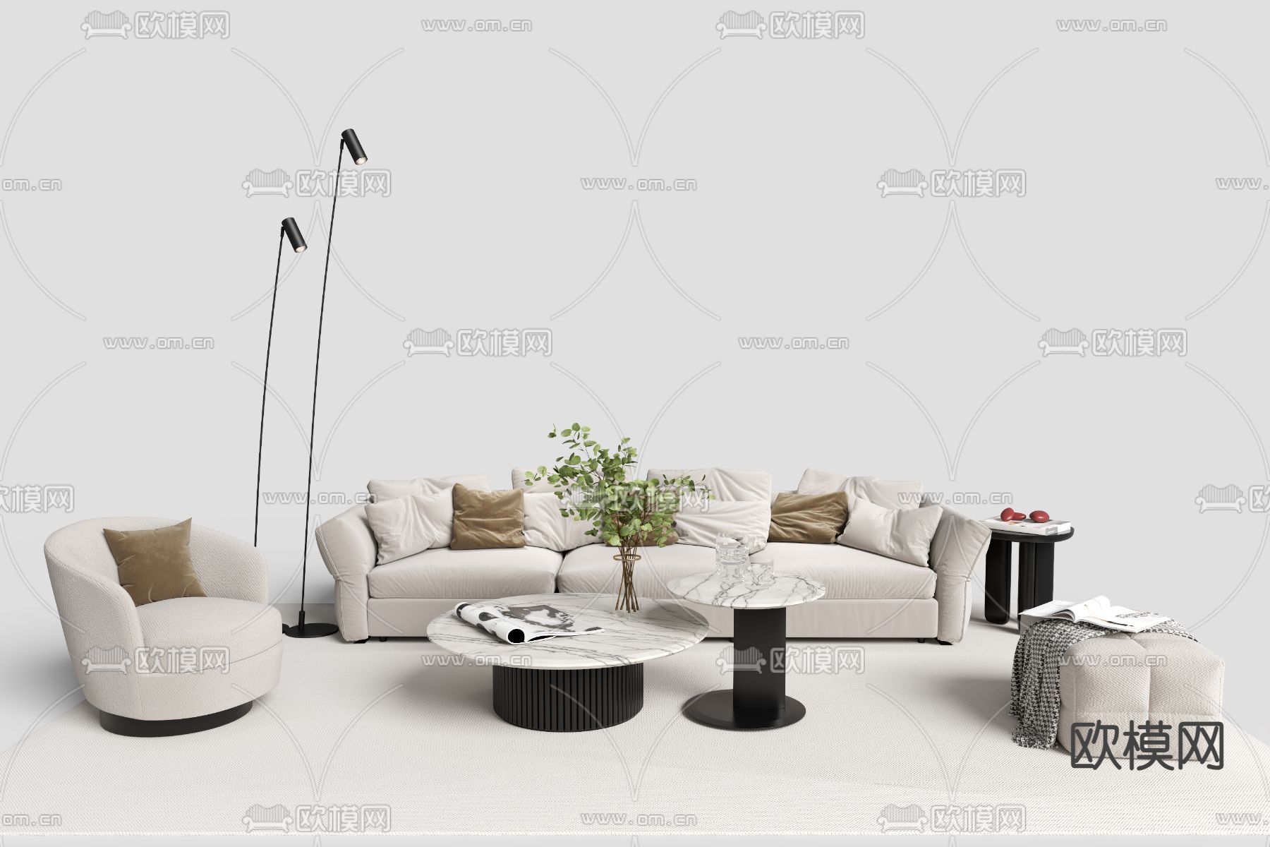 现代组合沙发3d模型下载