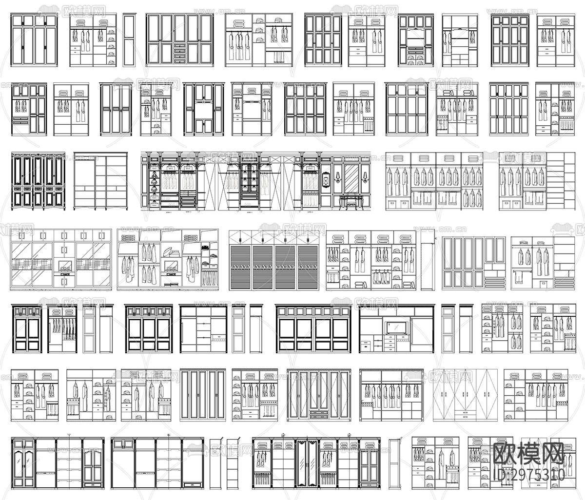衣柜设计cad图库下载（渲染图5）