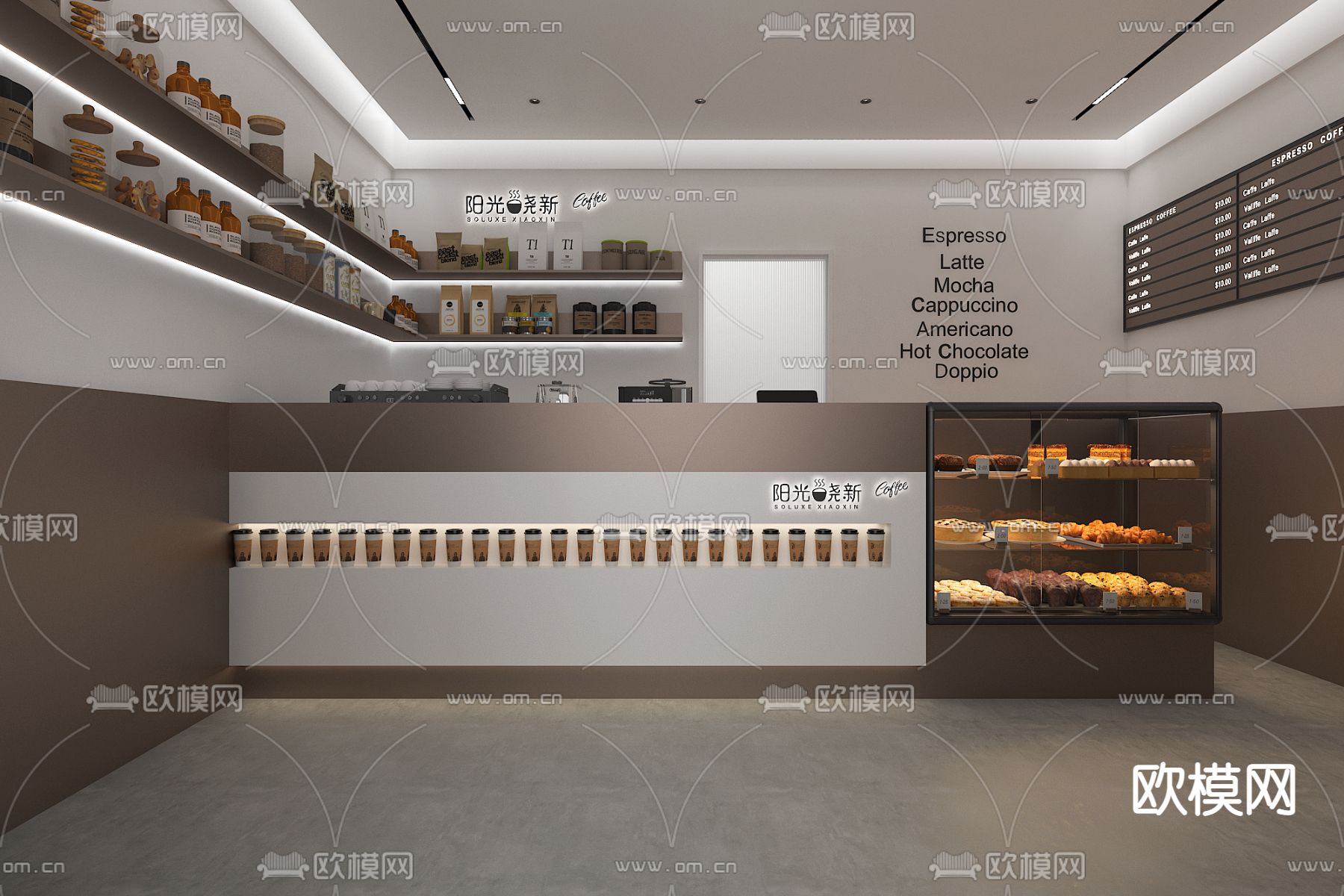 现代咖啡厅 咖啡店3d模型下载（渲染图2）