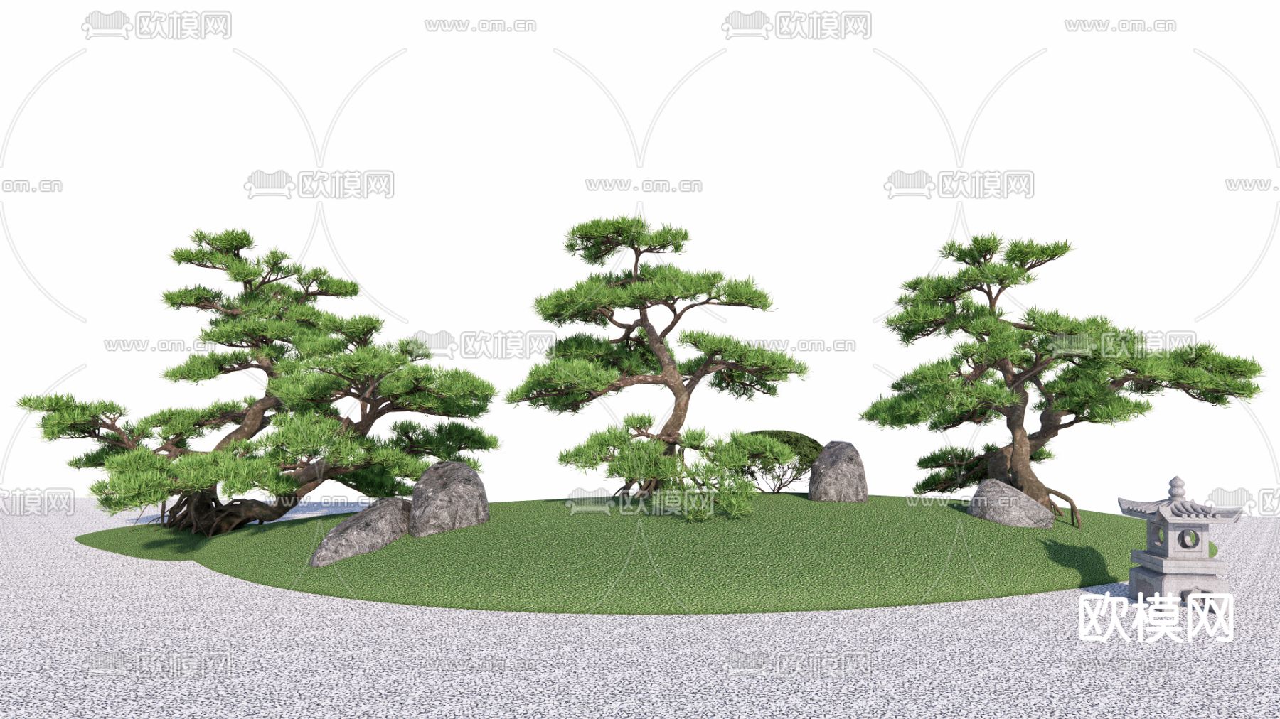 松树 造型松 景观树 大树 树木su模型下载（渲染图3）