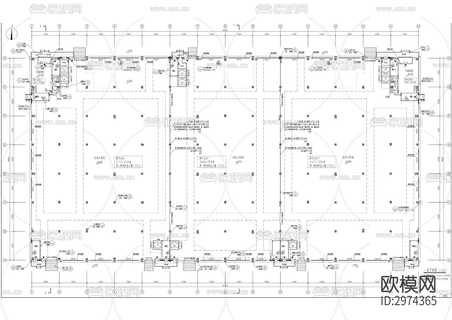 厂房cad平面图下载（渲染图1）