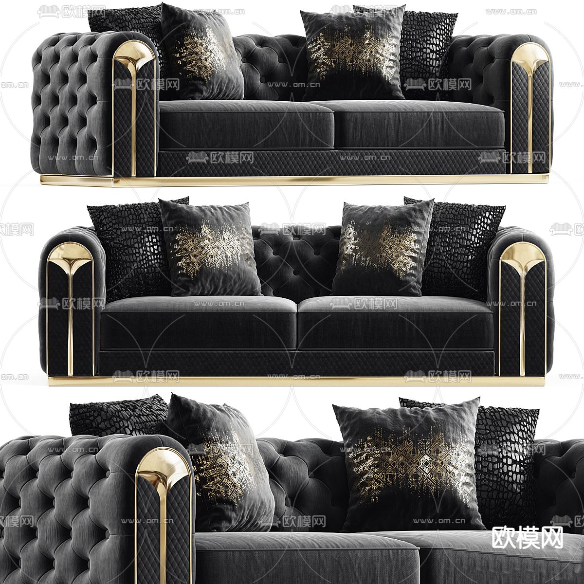 双人沙发 皮沙发免费3d模型下载