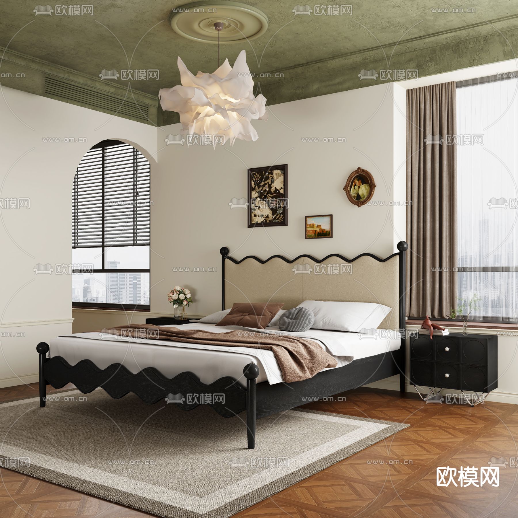 法式卧室 主人房3d模型下载（渲染图2）