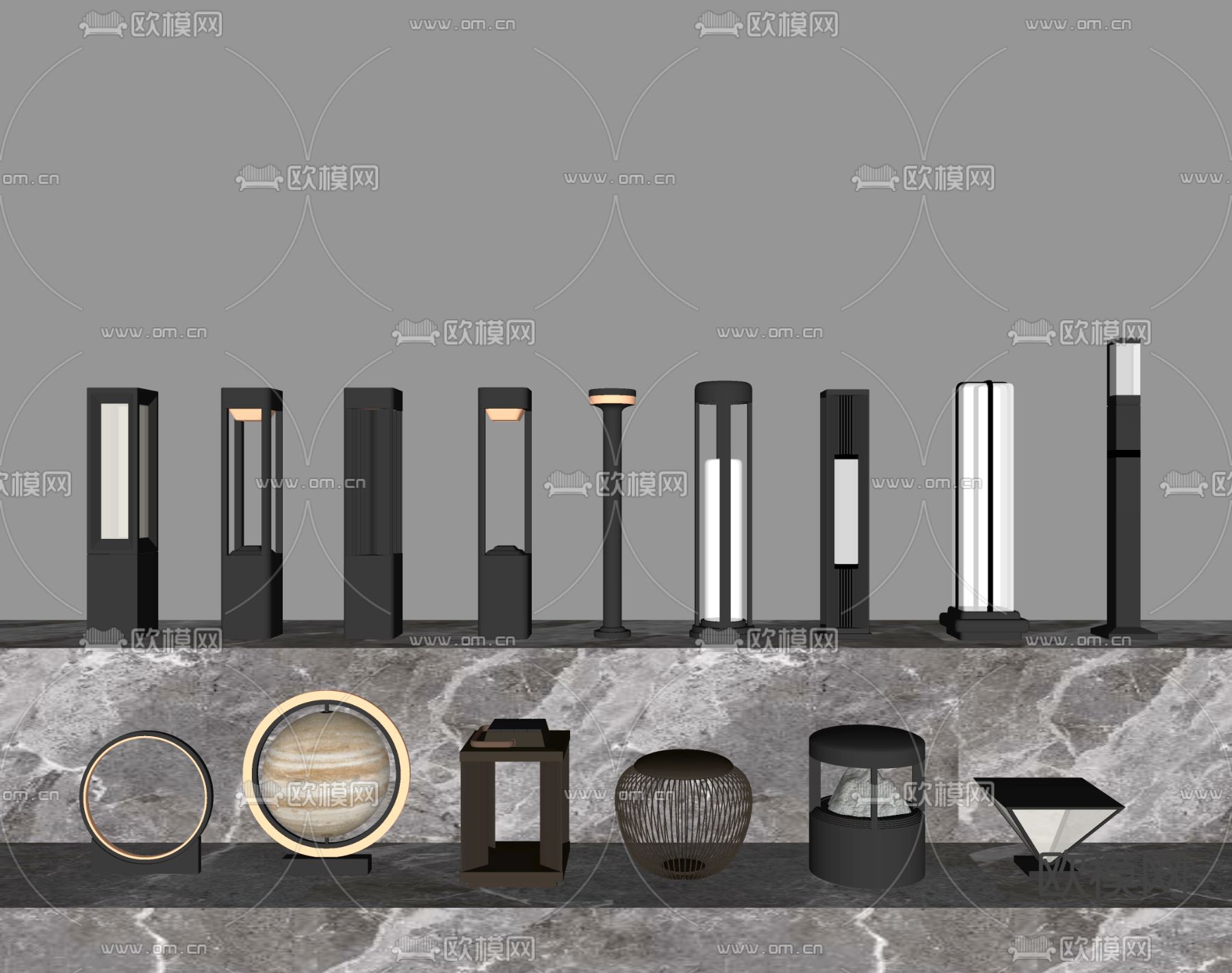 景观灯 户外灯 草坪灯su模型下载（渲染图1）