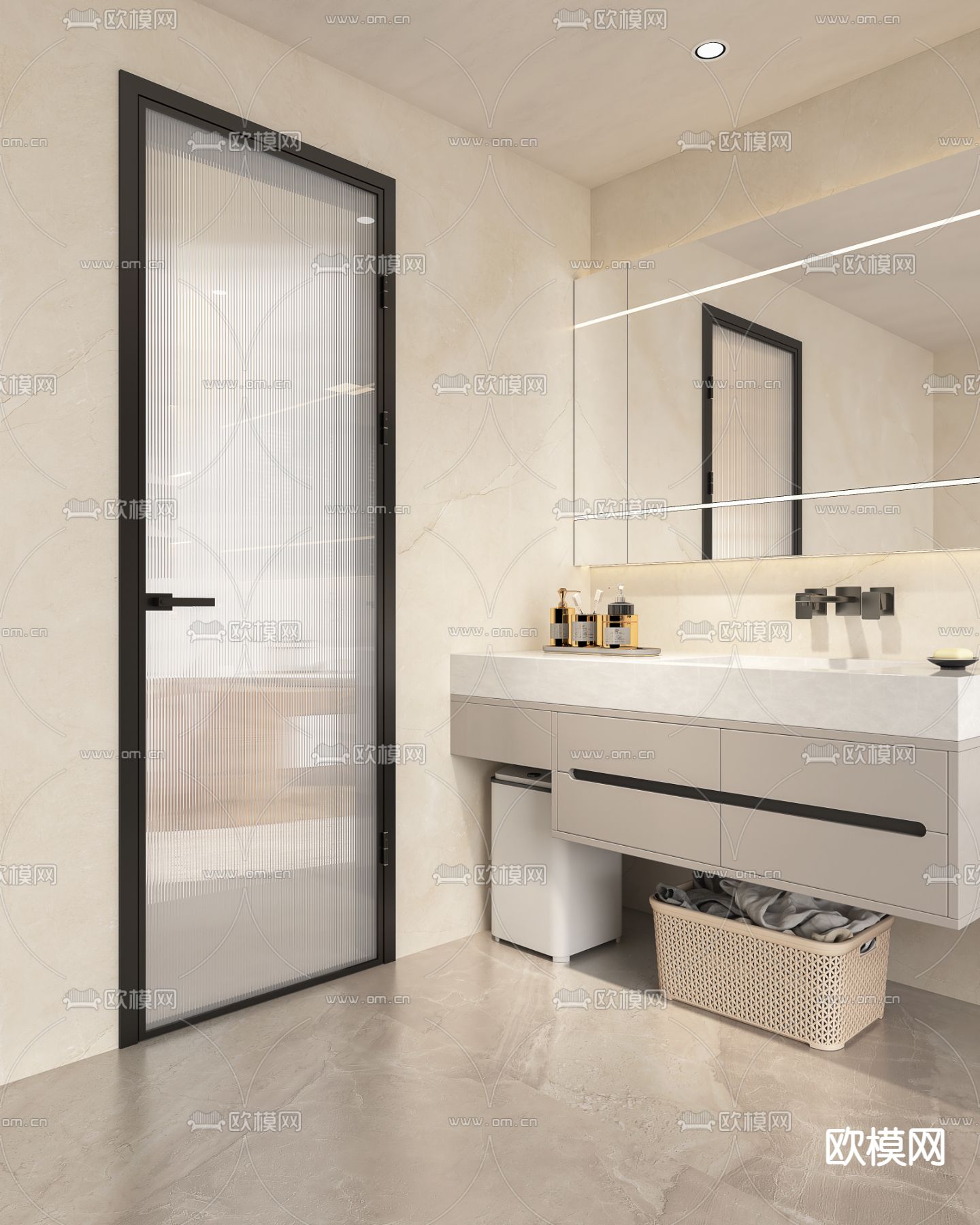 现代卫生间 浴室 洗手间3d模型下载（渲染图2）