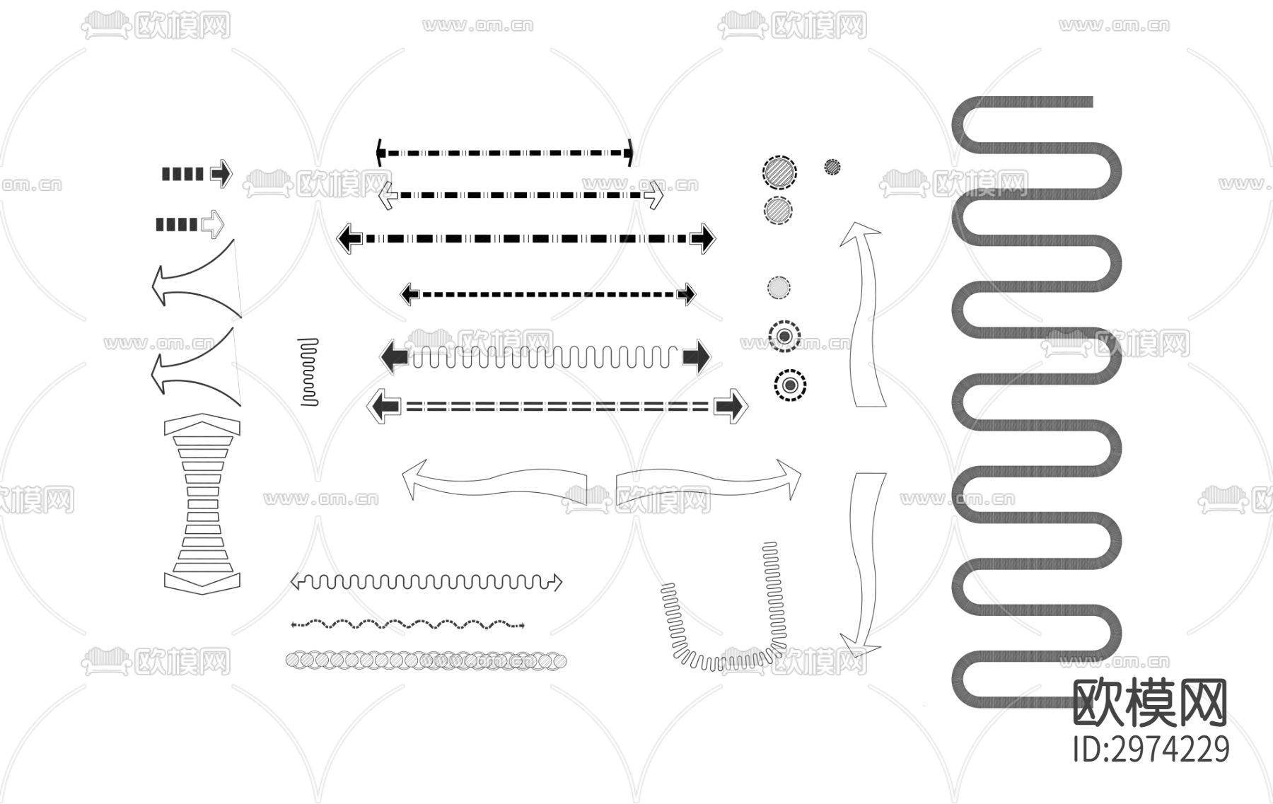 平面分析箭头cad图库下载（渲染图2）