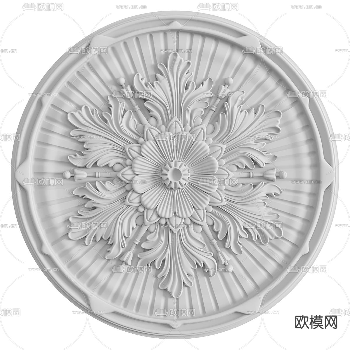 雕花 石膏灯盘3d模型下载
